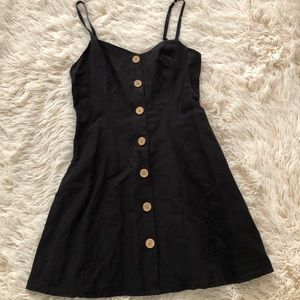 Black linen dress